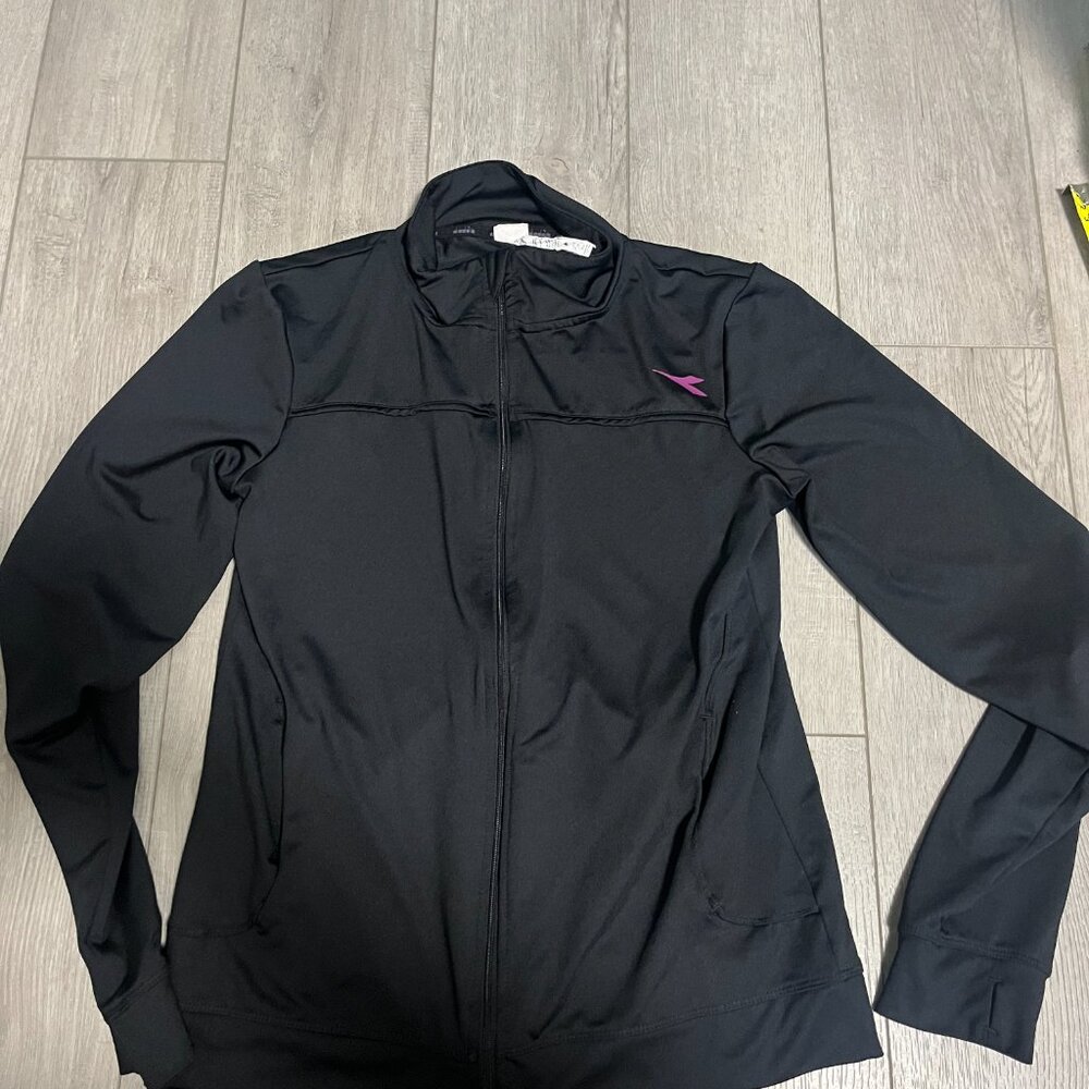 Diadora Athletic Running Jacket Zip Up Black Women’s Extra Large